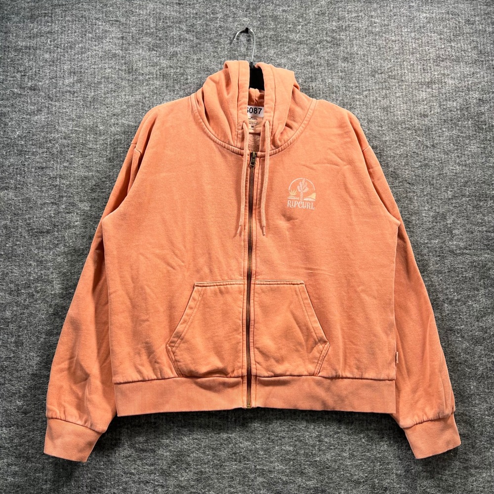 Rip Curl Desert Dreams Full Zip Hoodie Coral Orange Graphic Fleece Medium